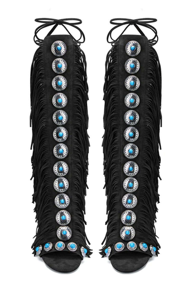 Saddle Up Fringe Heels