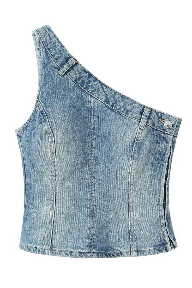 Asymmetric Denim Top