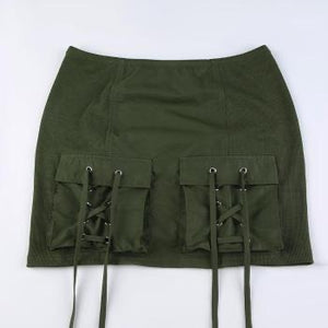 Lace Me Up Bomber Skirt Set