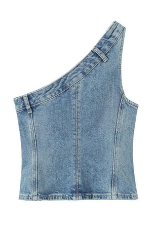 Asymmetric Denim Top